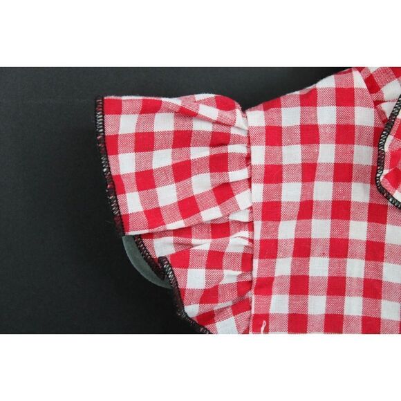 MARIE NICOLE CLOTHING RED/WHITE GINGHAM WATERMELON SMOCKED 3XS DRESS FITS LIKE 2 - Picture 5 of 11